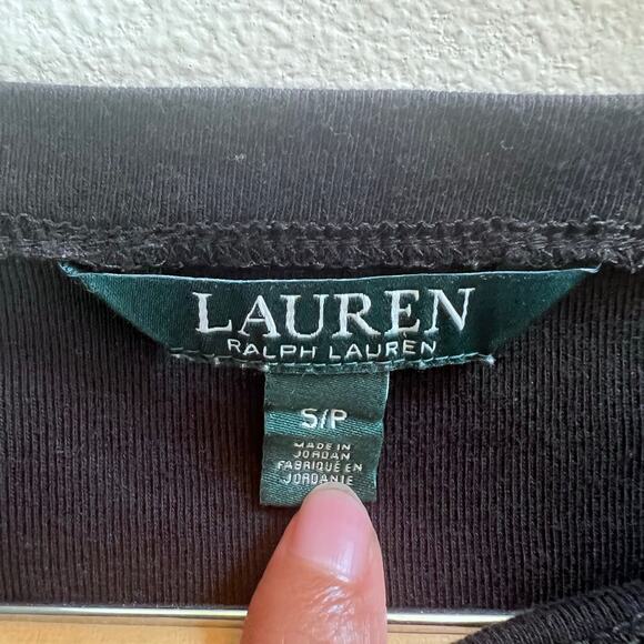 Ralph Lauren Black Boatneck Cuffed Elbow Short Sleeve Top Women's Size Small - Picture 4 of 8